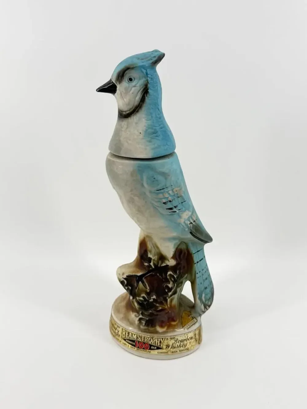 Vintage 1969 EMPTY Jim Beam Blue Jay Bird Decanter
